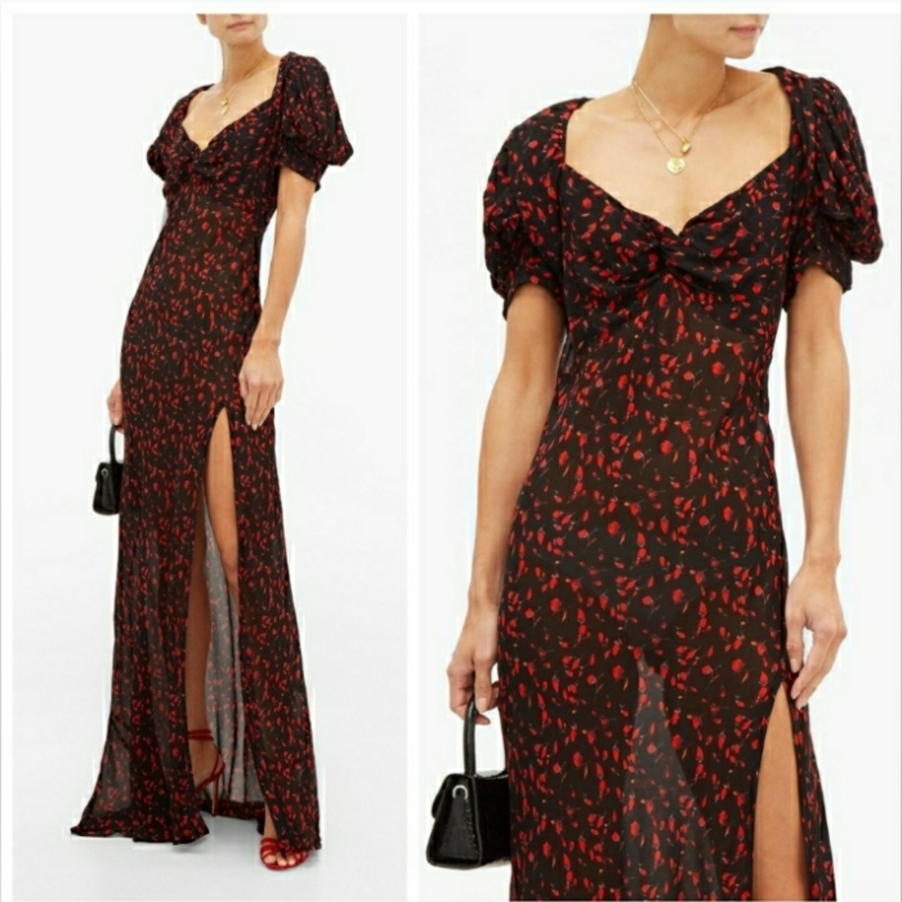 Rat & Boa Magnolia Black Red Roses Maxi Dress